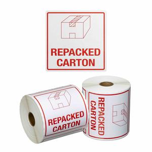 REPACKED CARTON Printed Permanent Adhesive Label 99mm x 99mm x 500 Labels per roll
