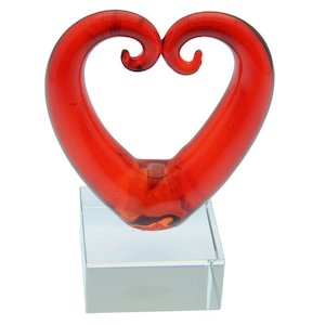 Mini Glass Ornaments: Glass Kissing Koru Heart Ornament