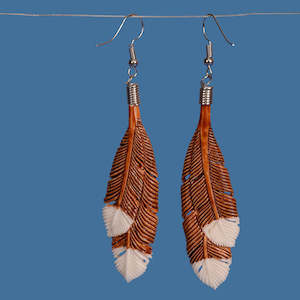 Brown Huia Feather Earrings