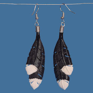 Bone Earrings: Black Huia Feather Earrings