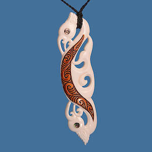 Maori Bone Carvings: XL Bone Manaia  Pendant