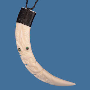Special Bone Carvings: Tiki Silhouette Pig Tusk Pendant