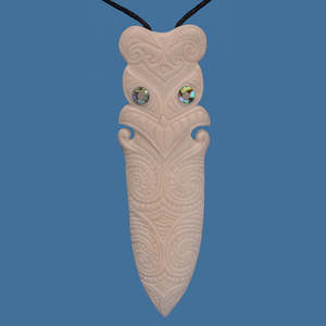 Bone Tiki Taiaha Head Pendant