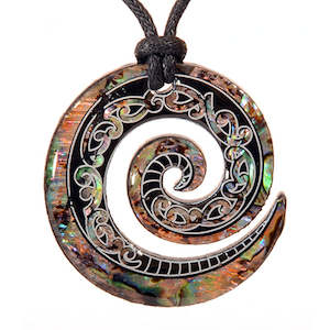 Pāua Fancy Koru Pendant