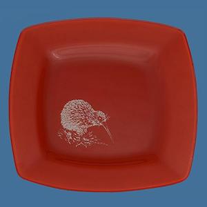 Glass Red Plate with Kiwi
