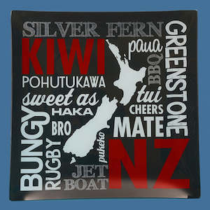Platters: Glass Kiwiana Words  Plate