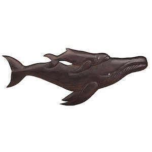 Maori Hardwood Carvings: Whale Wall Art