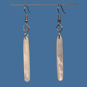 Maori: Mother of pearl slender drop earrings