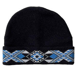 Beanie with Light Blue Taniko