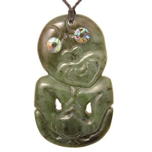 Greenstone Pendants: Extra Large Greenstone Tiki Pendant