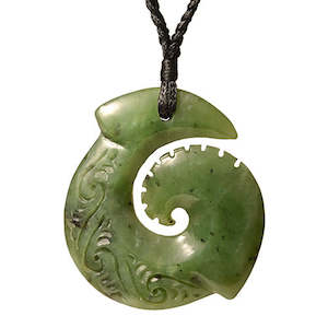 Greenstone Pendants: Greenstone Engraved Hook Pendant