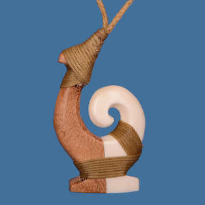 Sale All: Bone and Wood Bound Hook with Koru Pendant