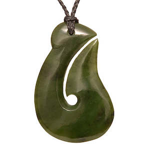 Jade Pendants: Greenstone Hook Pendant Necklace 60mm