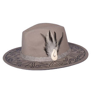 Fedora style Felt Māori Hat XL size Grey