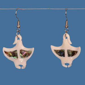 Special Bone Carvings: Bone Manta Ray Earrings