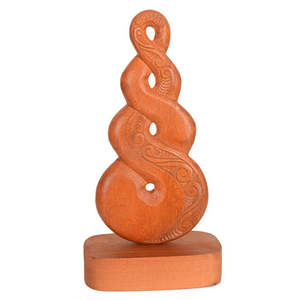 Maori Hardwood Carvings: Engraved Twist on Stand