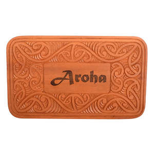 All: Aroha carved wood sign