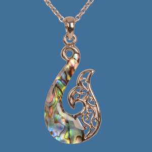 Paua Hook Pendant on Rhodium Chain