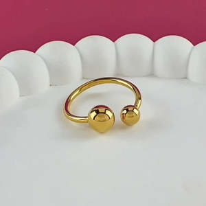 Golden Duo Adjustable Ring - Gold