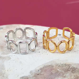 Rings: Harmonic Shapes Adjustable Ring - Gold or Silver
