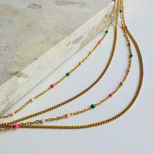 Necklaces: Colour Cascade Necklace - Gold