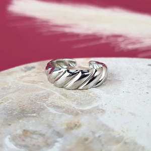Crescent Elegance Open Ring - Silver
