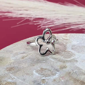Rings: Flower Power Adjustable Ring - Silver