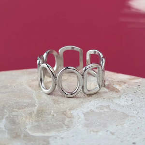 Harmonic Shapes Adjustable Ring - Silver