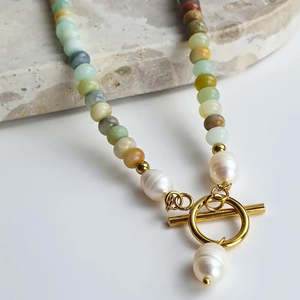 Emerald City Freshwater Pearl Necklace - Mixed Gold and Silver