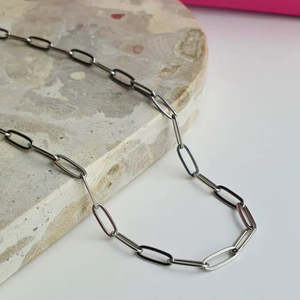 Linked Up Paperclip Chain Necklace - Silver