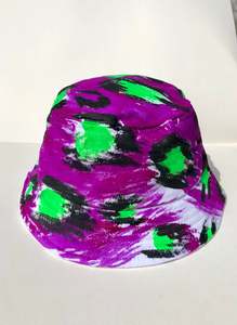 Dizzie Bucket Hats: Purply Leopard- 100% Heavy Brushed Cotton Bucket Hat