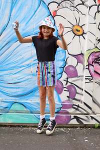 Dizzie Upcycled: Stripe Shorts size 8