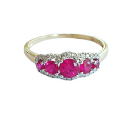 9ct Gold Ruby & Diamond Oval Pendant