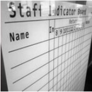 Whiteboards More: PROWITE Glass Board Printed Magnetic Staff in/out board