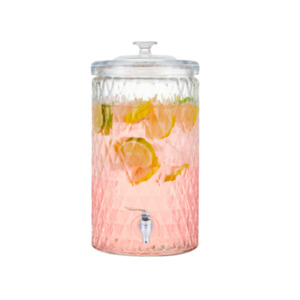 Product Hire: Glass Drink Dispenser (quilted glass) - Dobsons Marquee & Party Hire