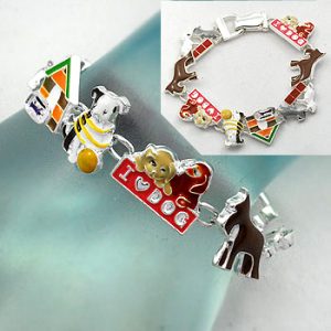 Products: Puppy Love theme Bracelet- silver toned - Dog Gifts NZ