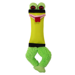 Dog Toy: Durable Firehose Friends Frog