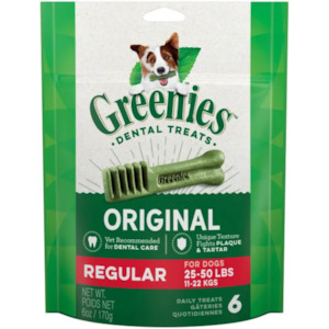 Dog Treats: Greenies Original Regular Natural Dental Care Dog Treats, 170g (6 Treats)