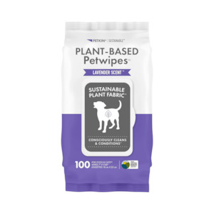 Dog Grooming Tools: Petkin Plant-Based PetWipes, 100 Wipes - Lavender