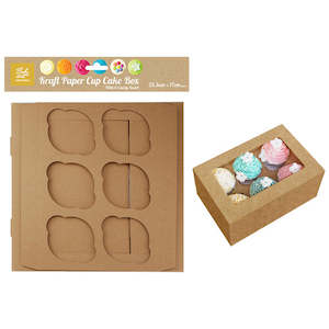 Shmick Natural Kraft Partyware: Kraft Paper Cup Cakes Box Holds 6 cupcakes