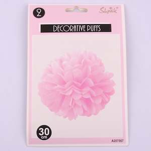 Luxe Pink: Pink deco puffs 30cm 2pk