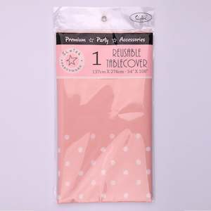 *137x 274cm Pink Dotty Table Cover