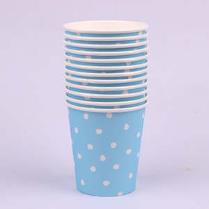 Luxe Blue: 12pk 200ml Blue Dotty Paper Cups