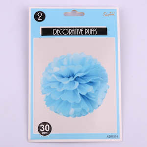 2pk 30cm Blue Decorative Puffs