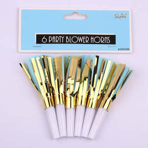 6pk Blue Party Blower Horn
