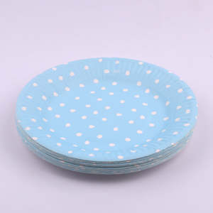 Luxe Blue: 12pk 18cm Blue Dotty Paper Plates