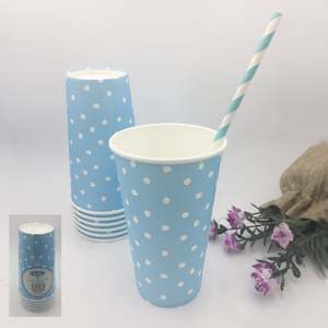 8pk Dotty Milkshake Cup - Blue