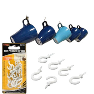 White PVC Coated Cup Hooks 19mm 20pc