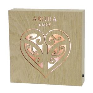 Plaques: Aroha Love Wooden LED Block