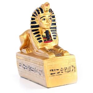 Fantasy: Golden Egyptian Sphinx on Hieroglyphic Base
